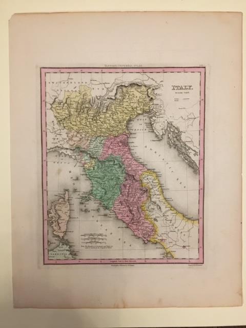 Italy North Part. [Alto centrale] Tanner's Universal Atlas. [alto destra] 50. [Basso centrale] Philadelphia: Published by H.S. Tanner [basso destra] Engraved by E.B. Dawson. Tratta da: A New Universal Atlas Containing Maps of the various Empires, Kin - copertina