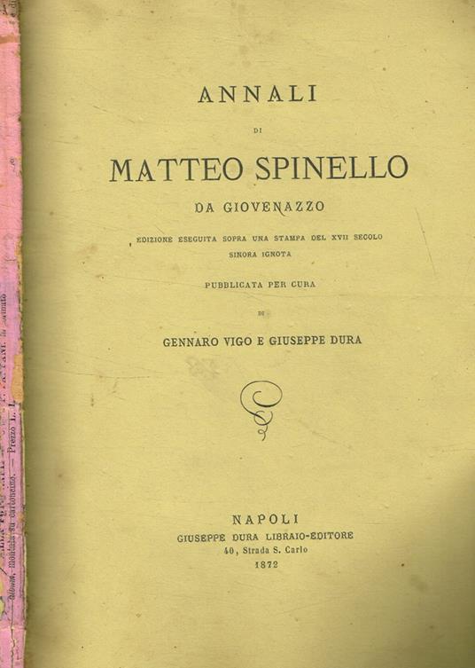 Annali di Matteo Spinello da giovenazzo - copertina