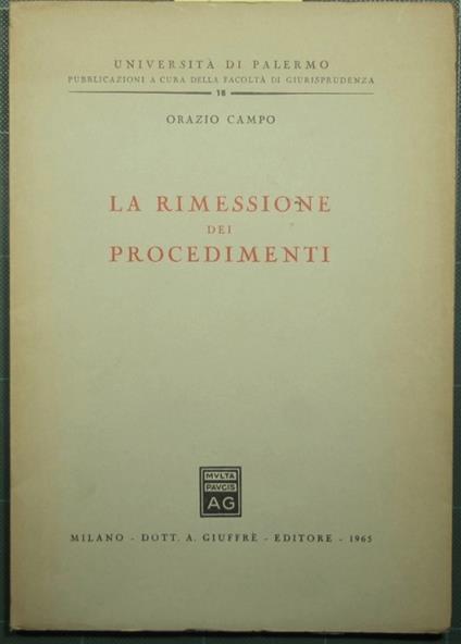 La rimessione dei procedimenti - copertina