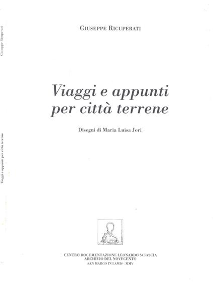 Viaggi e appunti per città terrene - Giuseppe Ricuperati - copertina