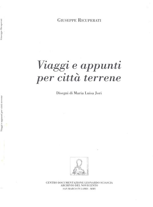 Viaggi e appunti per città terrene - Giuseppe Ricuperati - copertina