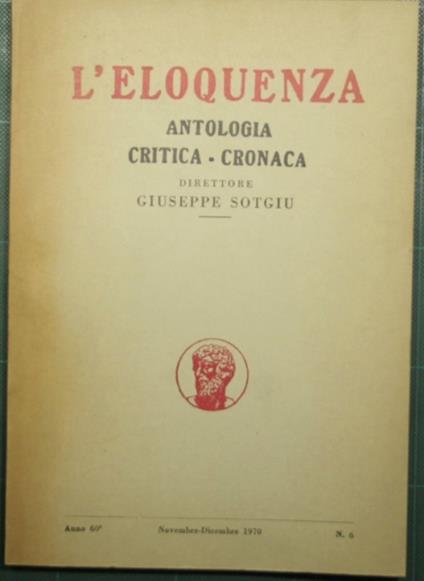 L' eloquenza - Anno 60 - Novembre-Dicembre 1970 - N. 6 - copertina