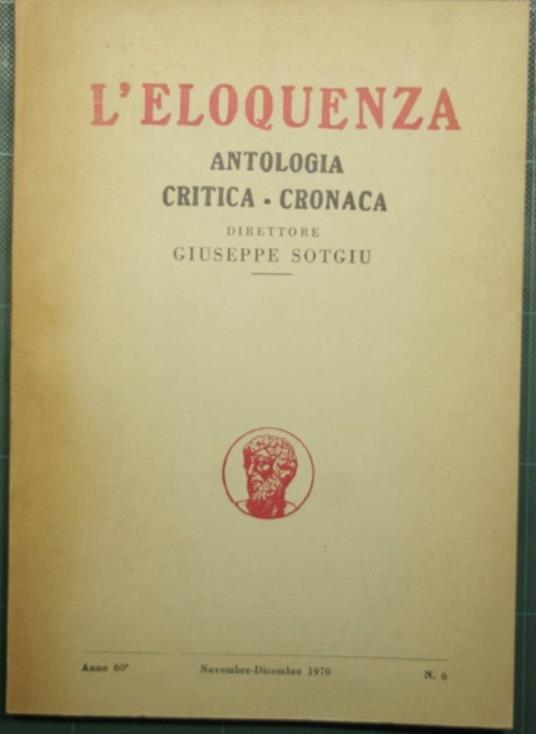 L' eloquenza - Anno 60 - Novembre-Dicembre 1970 - N. 6 - copertina