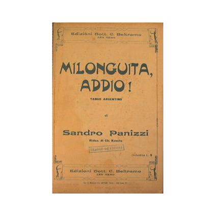 Milonguita addio ( tango argentino ) - Sandro Panizza - copertina
