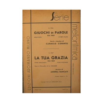 Giuochi di Parole ( spielworte ) ( word's plays ) ( fox trot ) - La tua grazia ( deine zierlichkeit ) ( your sweetness ) ( fox trot ) - copertina
