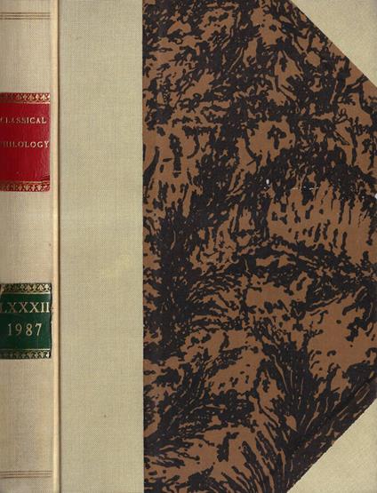 Classical philology Volume 82 1987 - copertina