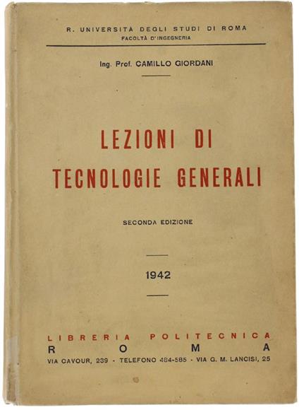 Lezioni Di Tecnologie Generali - copertina