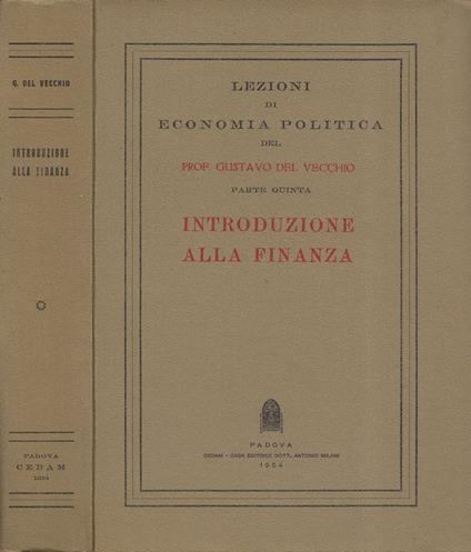 Lezioni di Economia Politica. Parte Quinta: Introduzione alla finanza - Gustavo Del Vecchio - copertina