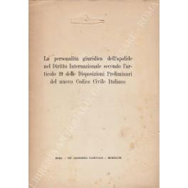 La personalità giuridica dell'apolide nel Diritto Internazionale secondo l'articolo 19 delle Disposizioni Preliminari del nuovo Codice Civile Italiano - copertina