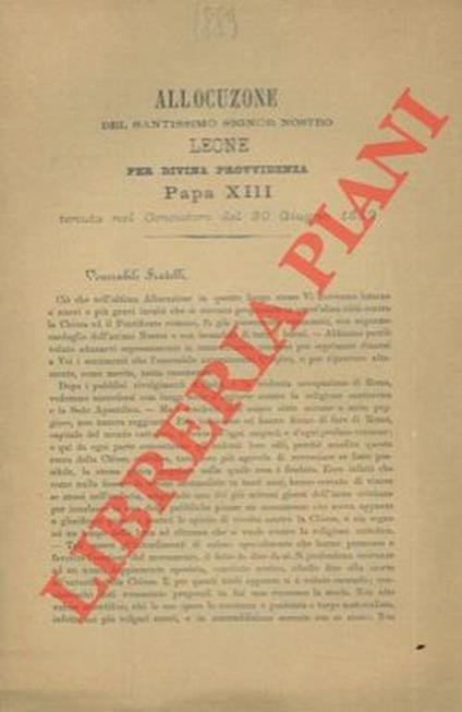 Allocuzione tenuta nel Concistoro del 30 Giugno 1889 - Leone XIII - copertina