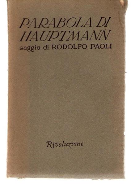 Parabola Di Hauptmann - Rodolfo Paoli - copertina