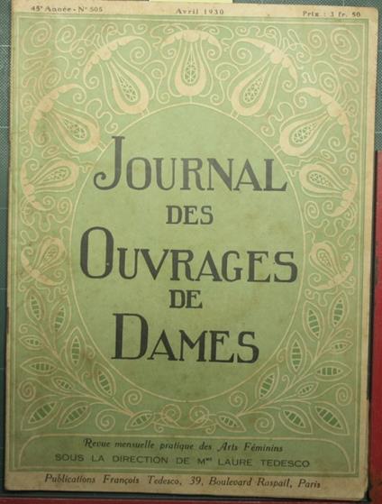 Journal des ouvrages de dames - Avril 1930 - copertina