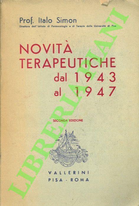 Novità terapeutiche dal 1943 al 1947 - Italo Simeone - copertina