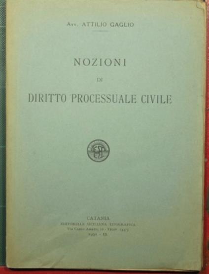 Nozioni di diritto processuale civile - copertina