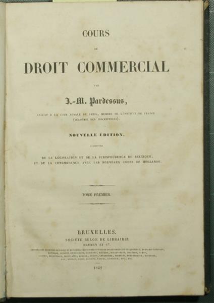 Cours de droit commercial - copertina
