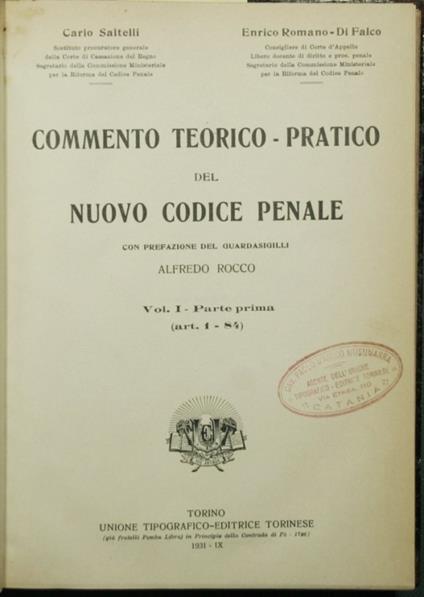 Commento teorico pratico del nuovo Codice Penale - copertina