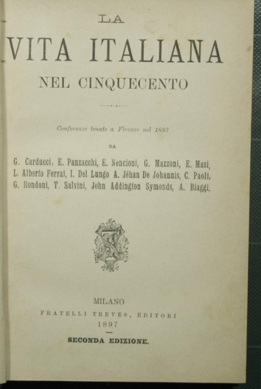 vita italiana nel Cinquecento - copertina