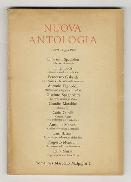 NUOVA Antologia. N. 2059 - luglio 1972 - copertina