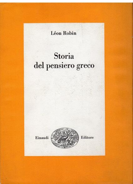 Storia Del Pensiero Greco - Robin Lent - copertina