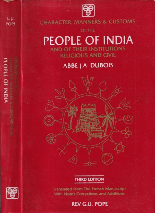 A description of the character, manners, and customs of the People of India and their institutions religious and civil - copertina