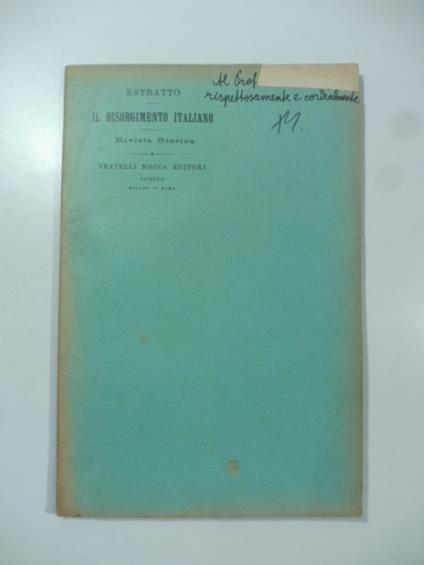 Una fonte per gli avvenimenti del 1831-32. Il Barone di Barante e il suo carteggio - Pietro Silva - copertina