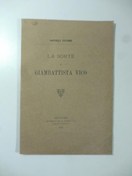 La sorte di Giambattista Vico - Raffaele Cotugno - copertina