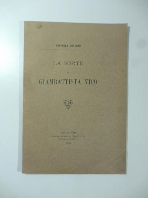 La sorte di Giambattista Vico - Raffaele Cotugno - copertina