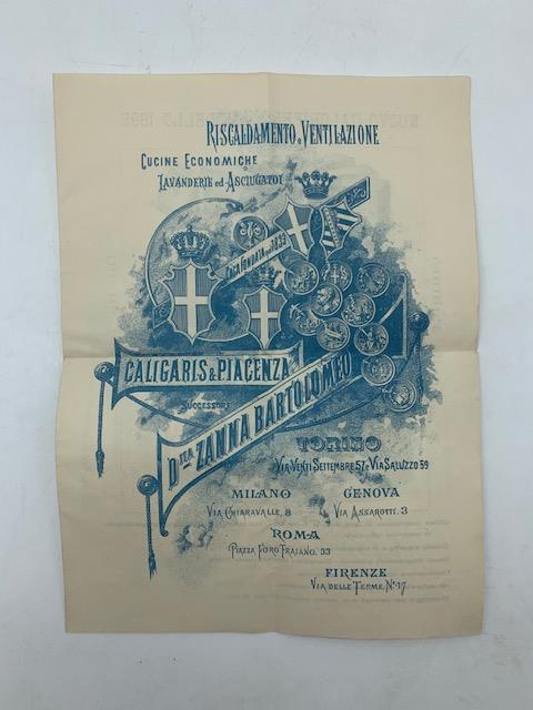 Riscaldamento e ventilazione, cucine economiche ed asciugatoi Caligaris & Piacenza (Bifoglio pubblicitario) - copertina
