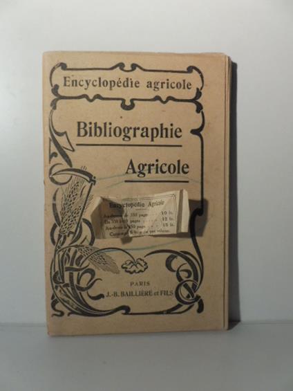 Encyclopedie agricole. Bibliographie Agricole - copertina