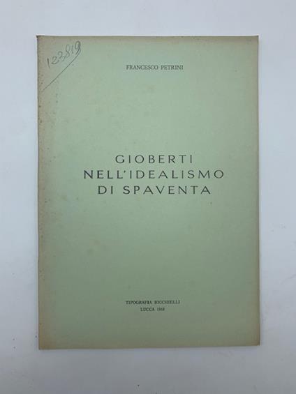 Gioberti nell'idealismo di Spaventa - copertina