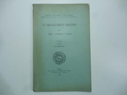 Un rimaneggiamento fiorentino del Libro di Ugucon da Laodho. Nota - copertina