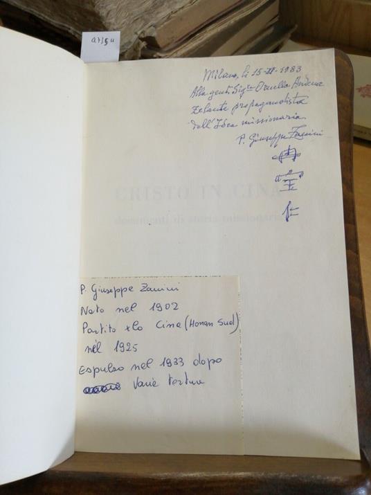 Cristo In Cina - Giuseppe Zanini 1Ed. Chiandetti 1982 Autografato!!! - Giuseppe Zanini - copertina