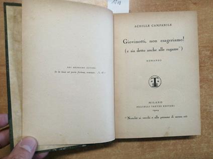Achille Campanile Giovinotti, Non Esageriamo! Treves 1929 Rilegato - Achille Campanile - copertina