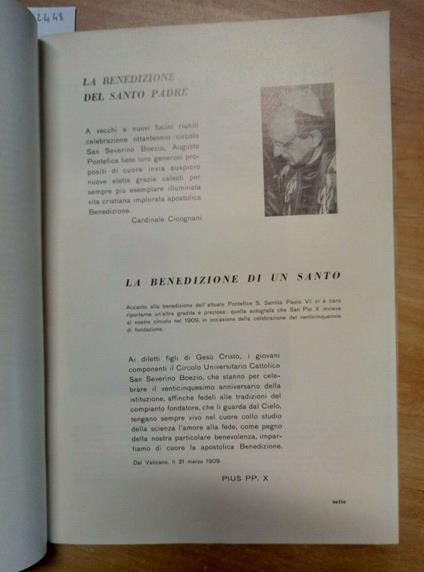 S. Severino Boezio Pavia 1884/1964 Nell'Ottantennio Del Circolo Universita - copertina