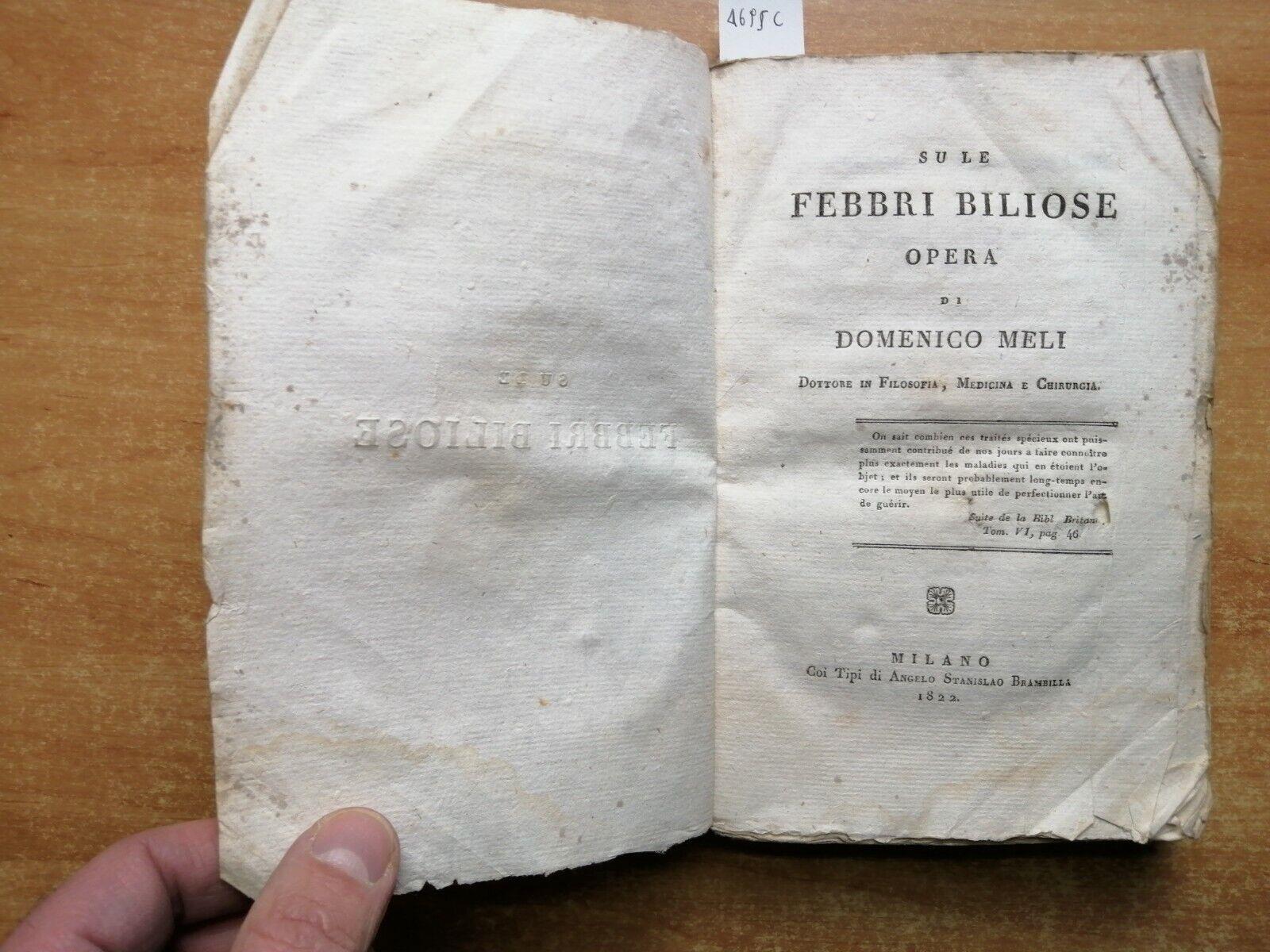 Su Le Febbri Biliose Opera Di Domenico Meli 1822 Angelo Brambilla(4695C