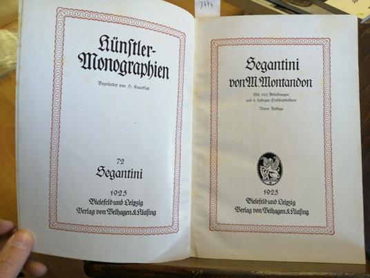 Segantini - Von M. Montandon - 1925 Velhagen & Klasing 102 Illustrazioni - copertina