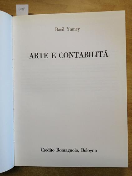 Arte E Contabilit - Basil Yamey - 1986 - Credito Romagnolo - Bologna - - Basil Yamey - copertina
