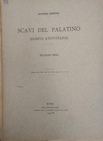 Scavi del Palatino - Alfonso Bartoli - copertina