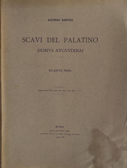 Scavi del Palatino - Alfonso Bartoli - copertina