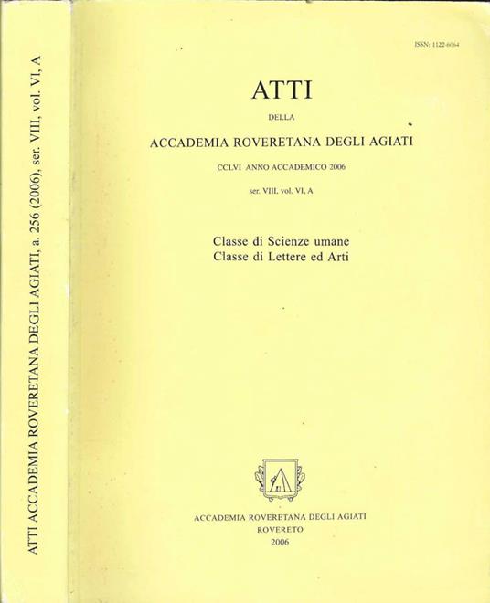 Atti della Accademia Roveretana degli Agiati - copertina