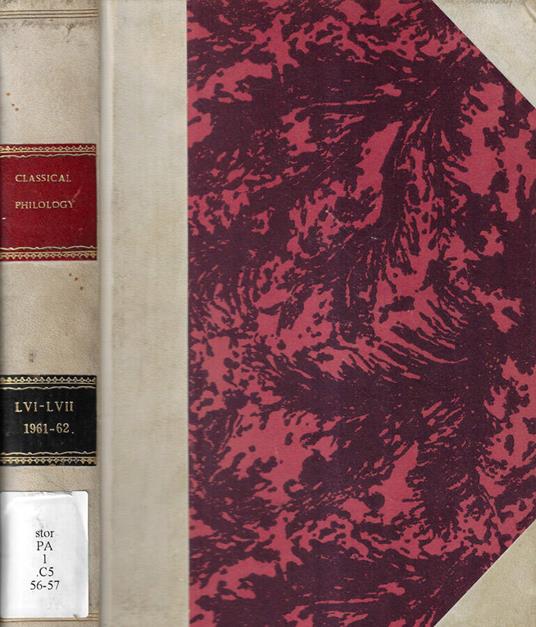 Classical philology Volume LVI-LVII 1961-1962 - copertina