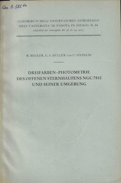 Dreifarben- Photometrie des offenen sternhauffens NGC7510 und seiner umgebung - copertina