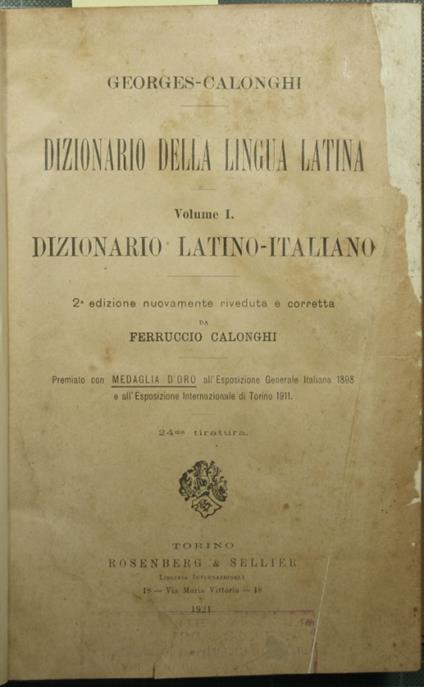 Dizionario della lingua latina - copertina