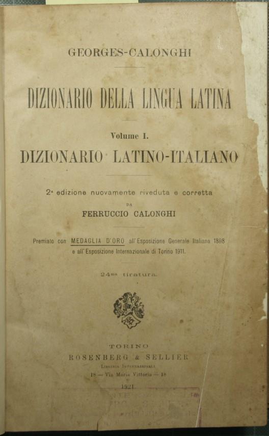 Dizionario della lingua latina - copertina