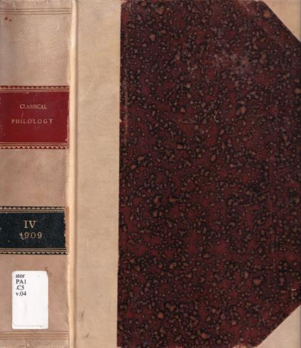 Classical philology, volume IV, anno 1909 - copertina