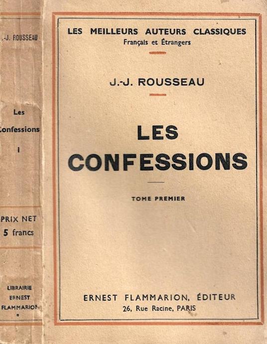 Les confessions. Tome premier - Jean-Jacques Rousseau - copertina