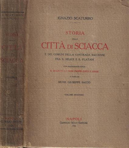 Storia della città di Sciacca Vol. II - Ignazio Scaturro - copertina