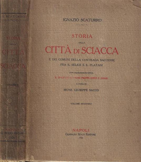 Storia della città di Sciacca Vol. II - Ignazio Scaturro - copertina