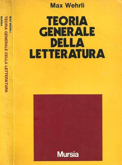 Teoria generale della letteratura - Max Wehrli - copertina