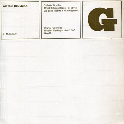 Alfred Hrdlicka. Galleria Goethe 1970 - copertina